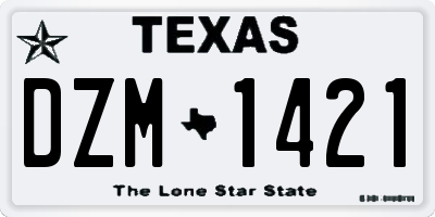 TX license plate DZM1421