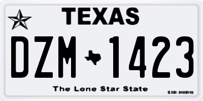 TX license plate DZM1423