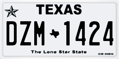 TX license plate DZM1424