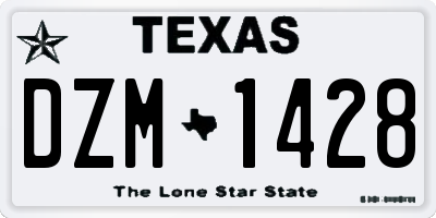 TX license plate DZM1428