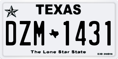 TX license plate DZM1431