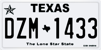 TX license plate DZM1433