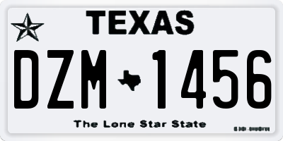 TX license plate DZM1456