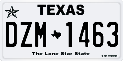 TX license plate DZM1463