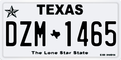 TX license plate DZM1465