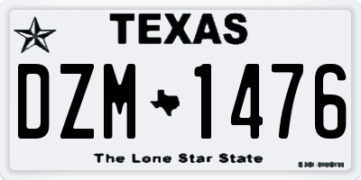 TX license plate DZM1476