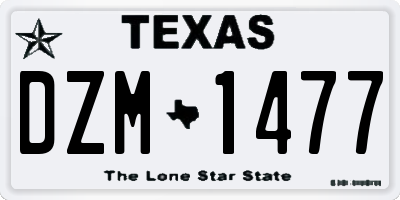 TX license plate DZM1477