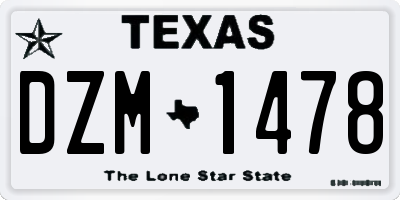 TX license plate DZM1478