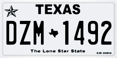 TX license plate DZM1492