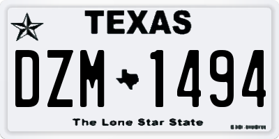 TX license plate DZM1494