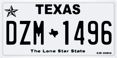 TX license plate DZM1496