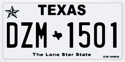 TX license plate DZM1501