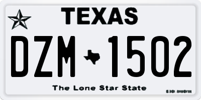 TX license plate DZM1502