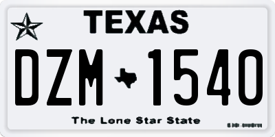 TX license plate DZM1540