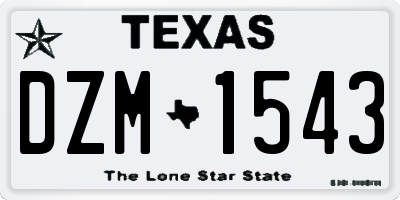 TX license plate DZM1543