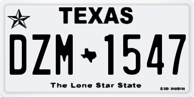 TX license plate DZM1547