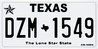 TX license plate DZM1549