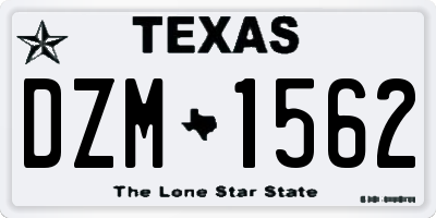 TX license plate DZM1562
