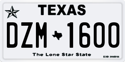 TX license plate DZM1600