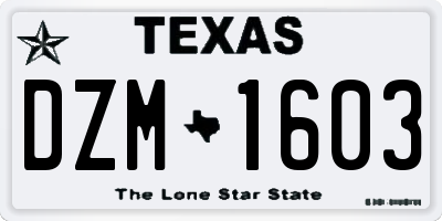 TX license plate DZM1603