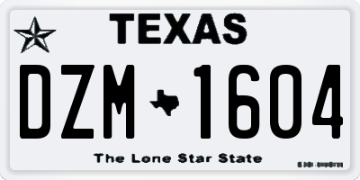 TX license plate DZM1604