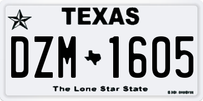 TX license plate DZM1605
