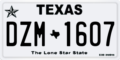 TX license plate DZM1607