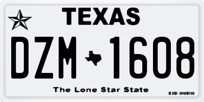 TX license plate DZM1608