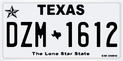 TX license plate DZM1612