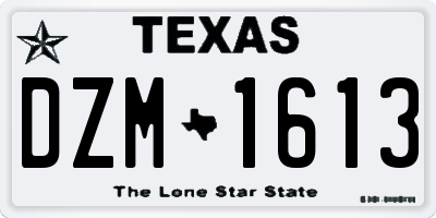 TX license plate DZM1613