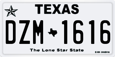 TX license plate DZM1616