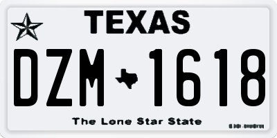 TX license plate DZM1618