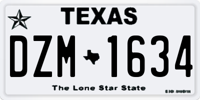 TX license plate DZM1634