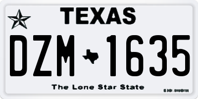 TX license plate DZM1635