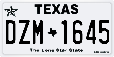 TX license plate DZM1645