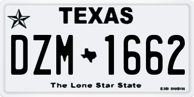 TX license plate DZM1662