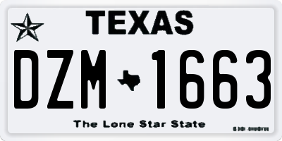 TX license plate DZM1663