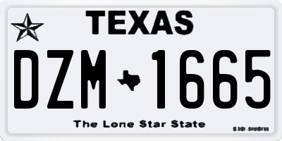 TX license plate DZM1665