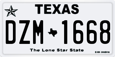 TX license plate DZM1668