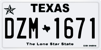 TX license plate DZM1671