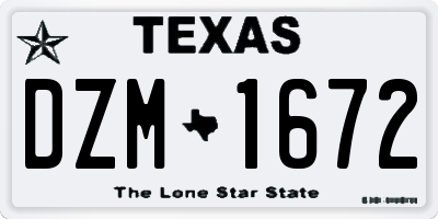 TX license plate DZM1672