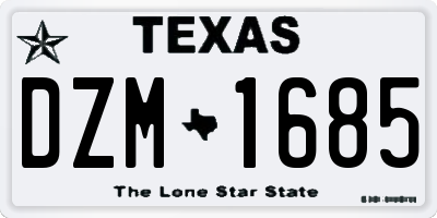 TX license plate DZM1685