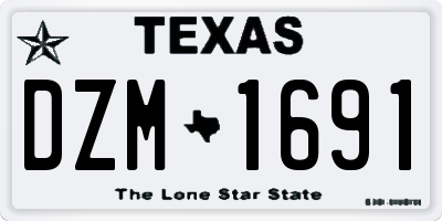 TX license plate DZM1691
