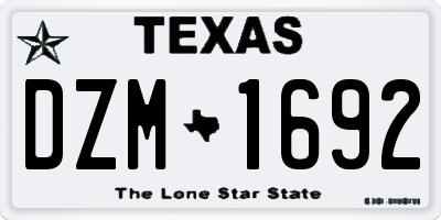 TX license plate DZM1692