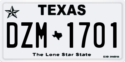 TX license plate DZM1701