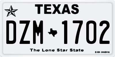 TX license plate DZM1702