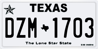TX license plate DZM1703
