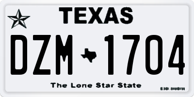 TX license plate DZM1704