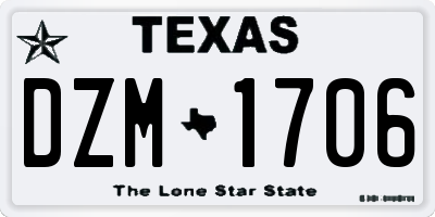 TX license plate DZM1706