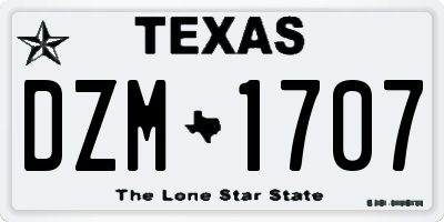 TX license plate DZM1707